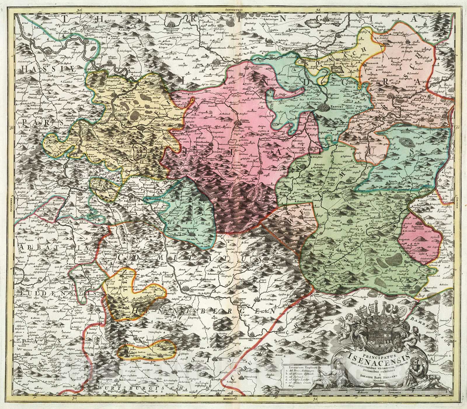 Historic Map : Principatus Isenacensis., 1716, Vintage Wall Decor