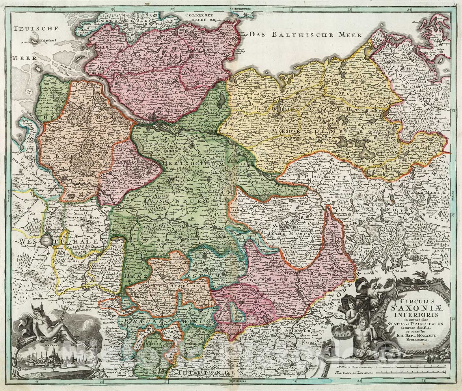 Historic Map : Circulus Saxoniae Inferioris., 1716, Vintage Wall Decor