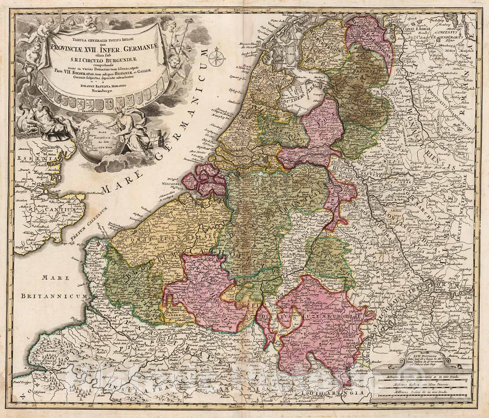 Historic Map : Provinciae XVII Infer. Germaniae., 1716, Vintage Wall Decor