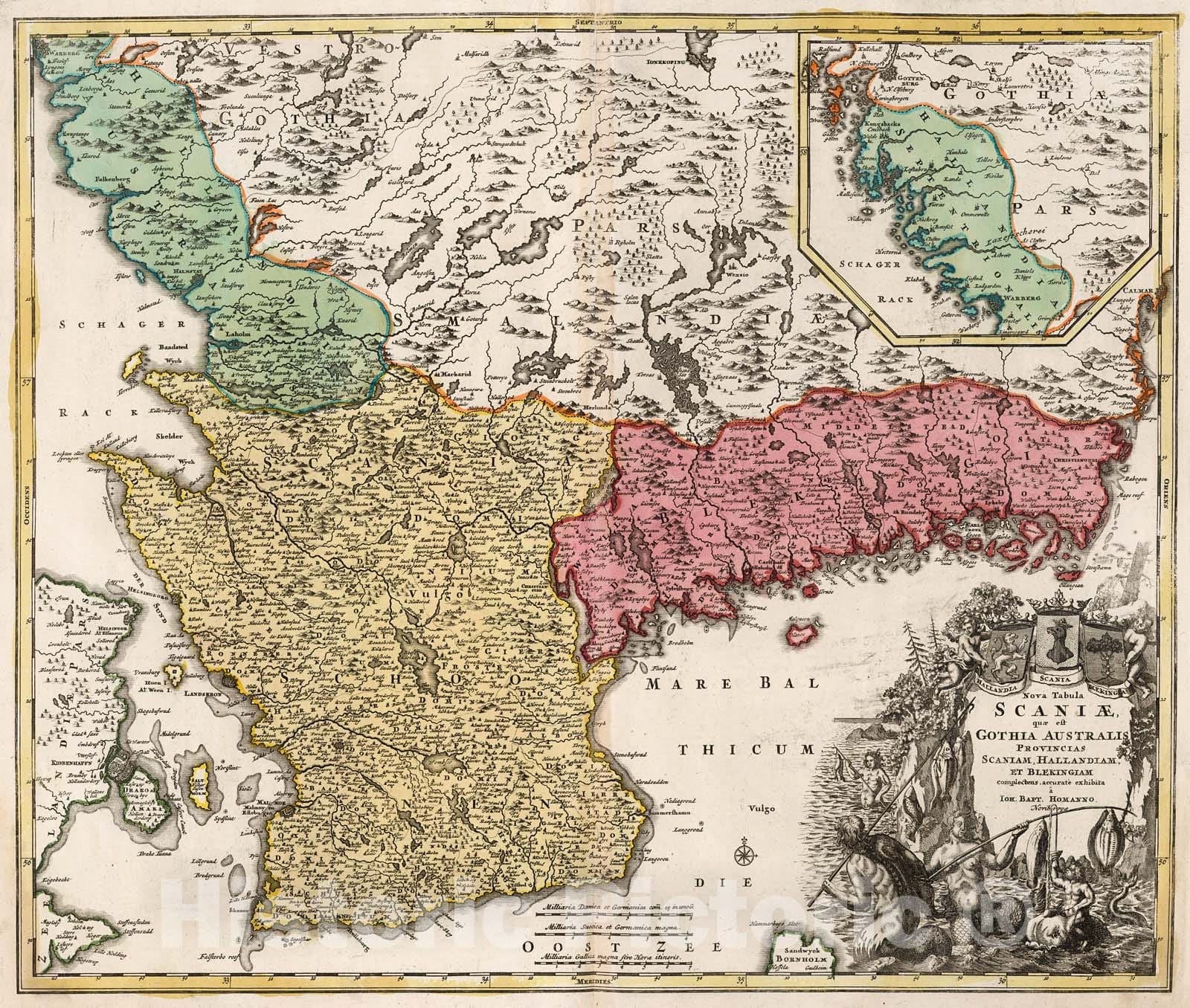 Historic Map : Scaniae quae est Gothia Australis., 1716, Vintage Wall Decor