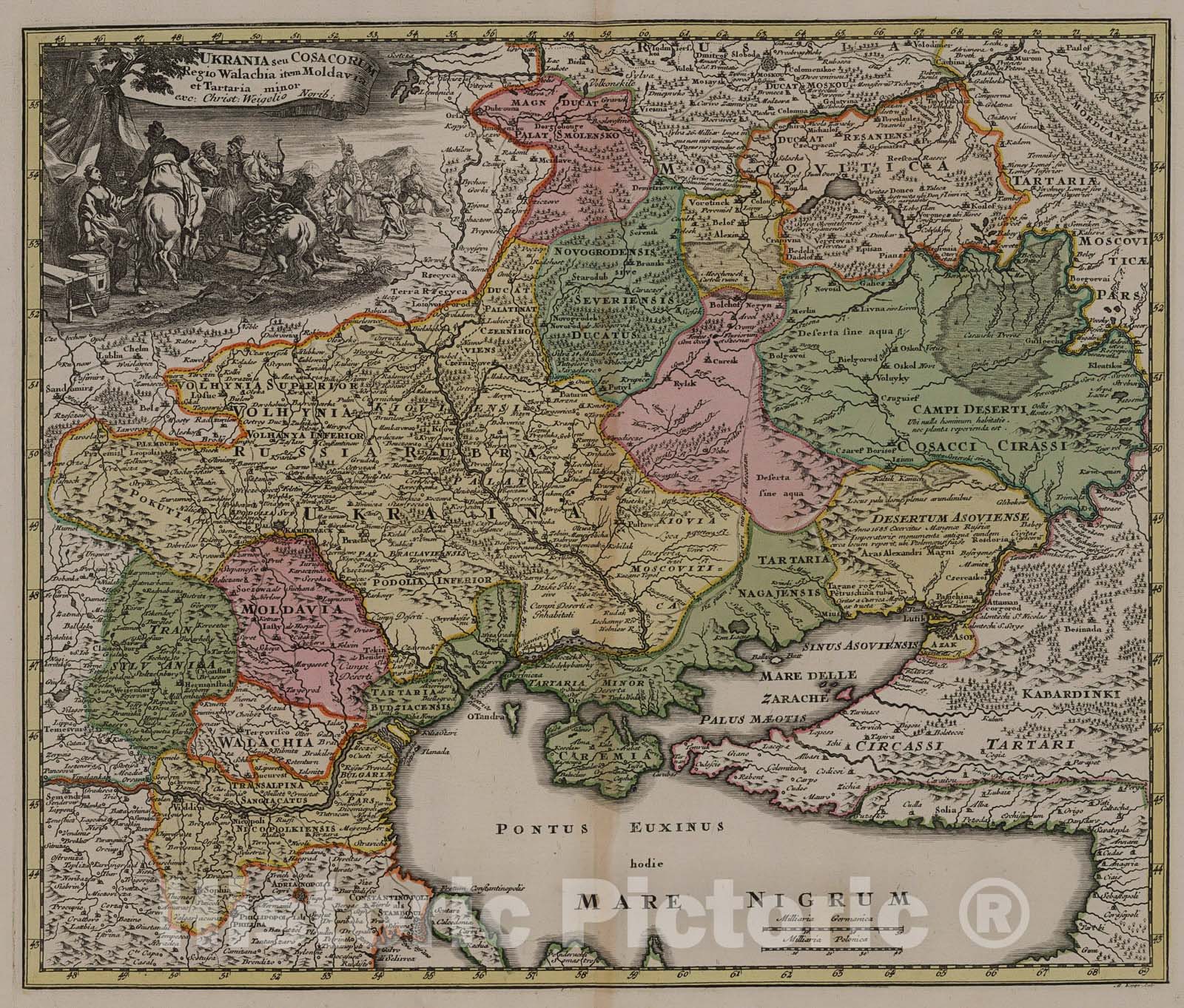 Historic Map : Ukrania seu Cosacorum., 1716, Vintage Wall Decor