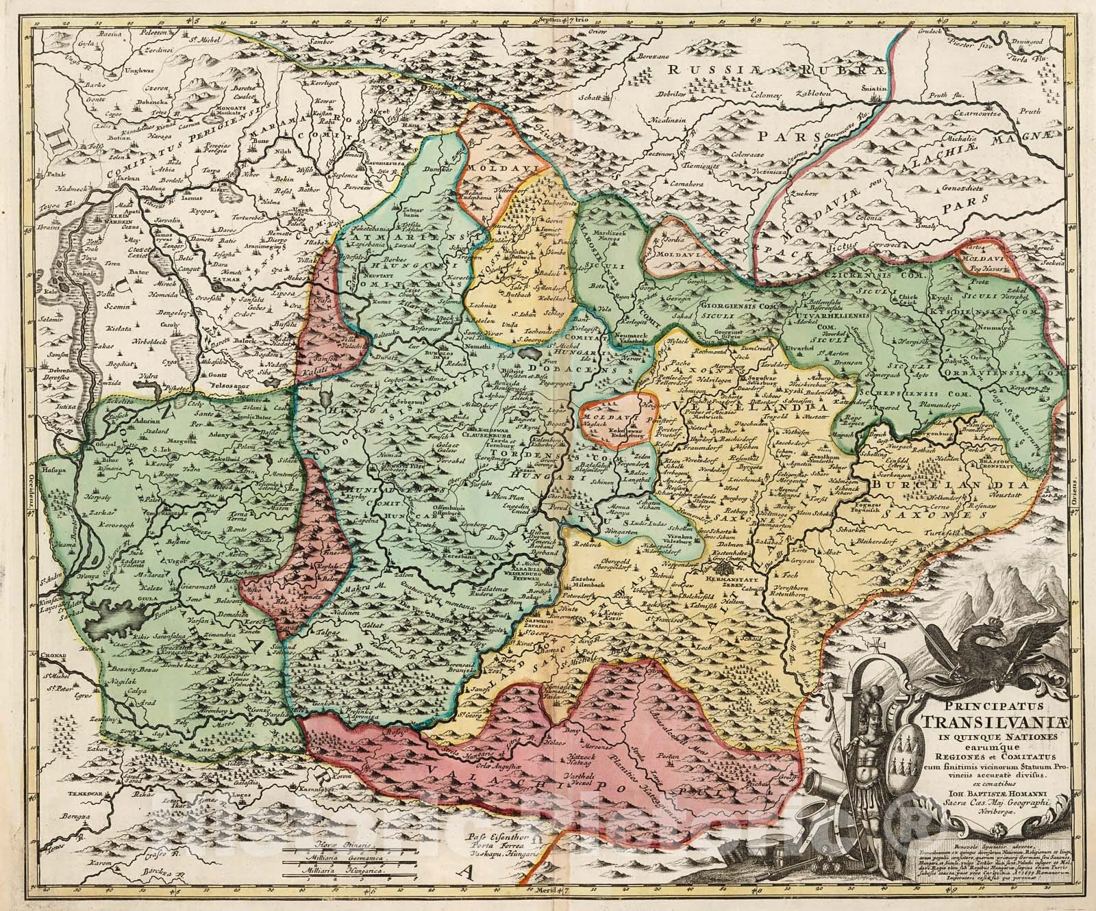 Historic Map : Principatus Transilvaniae., 1716, Vintage Wall Decor