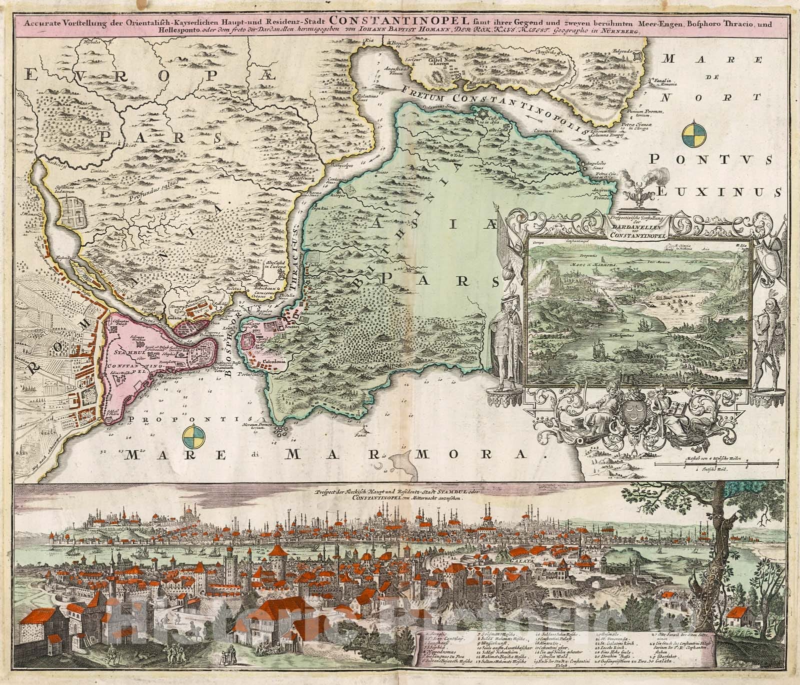 Historic Map : Constantinopel., 1716, Vintage Wall Decor