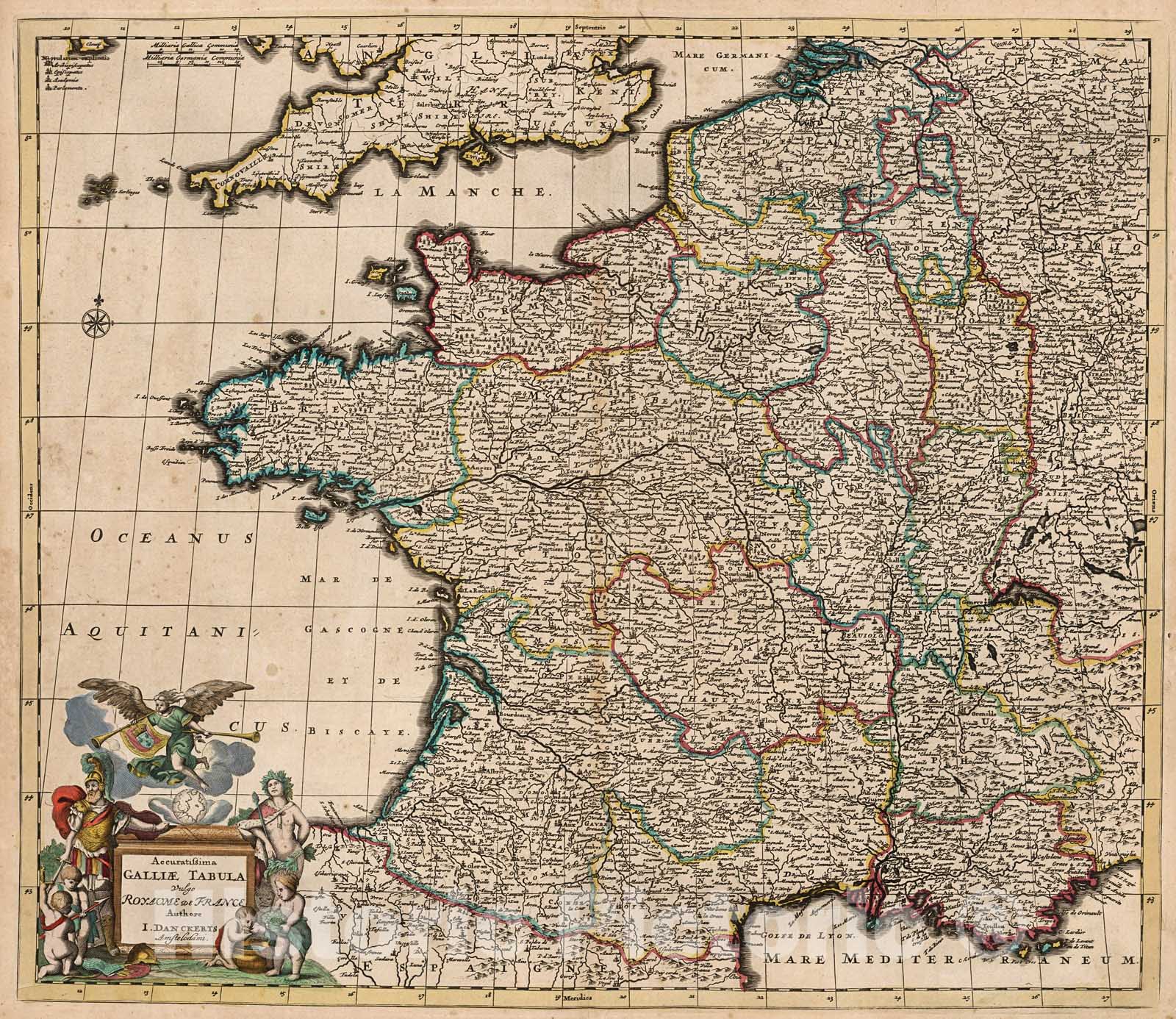Historic Map : Galliae Tabula Vulgo Royaome de France., 1716, Vintage Wall Decor