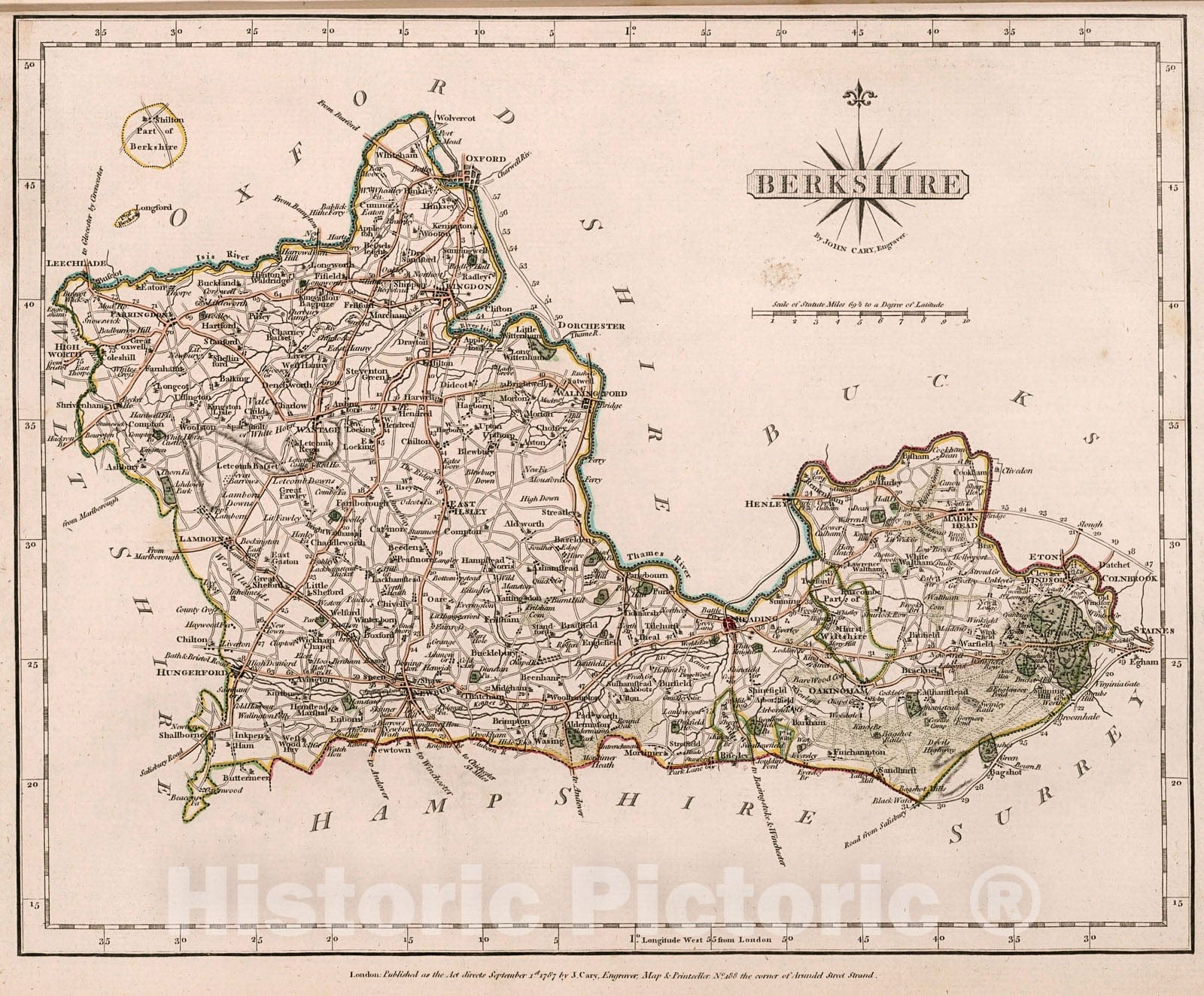 Historic Map : Berkshire., 1787, Vintage Wall Decor