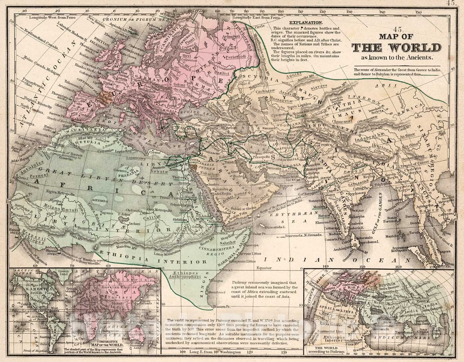 Historic Map : Map No. 45. Map of the World as known to the ancients ...