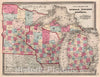 Historic Map : Atlas of the United States. Michigan, Minnesota, and Wisconsin, 1868, Vintage Wall Decor