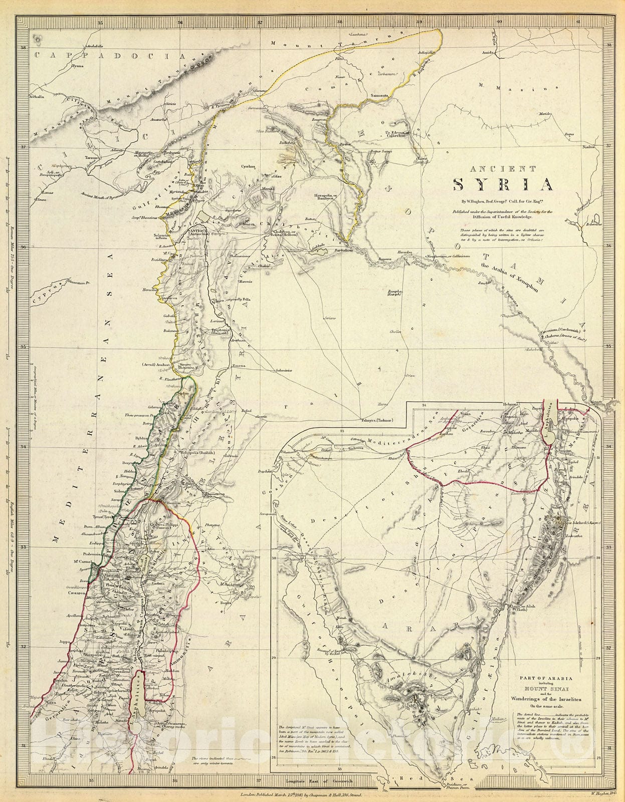 Historic Map : Ancient Syria to Sinai., 1844, Vintage Wall Decor