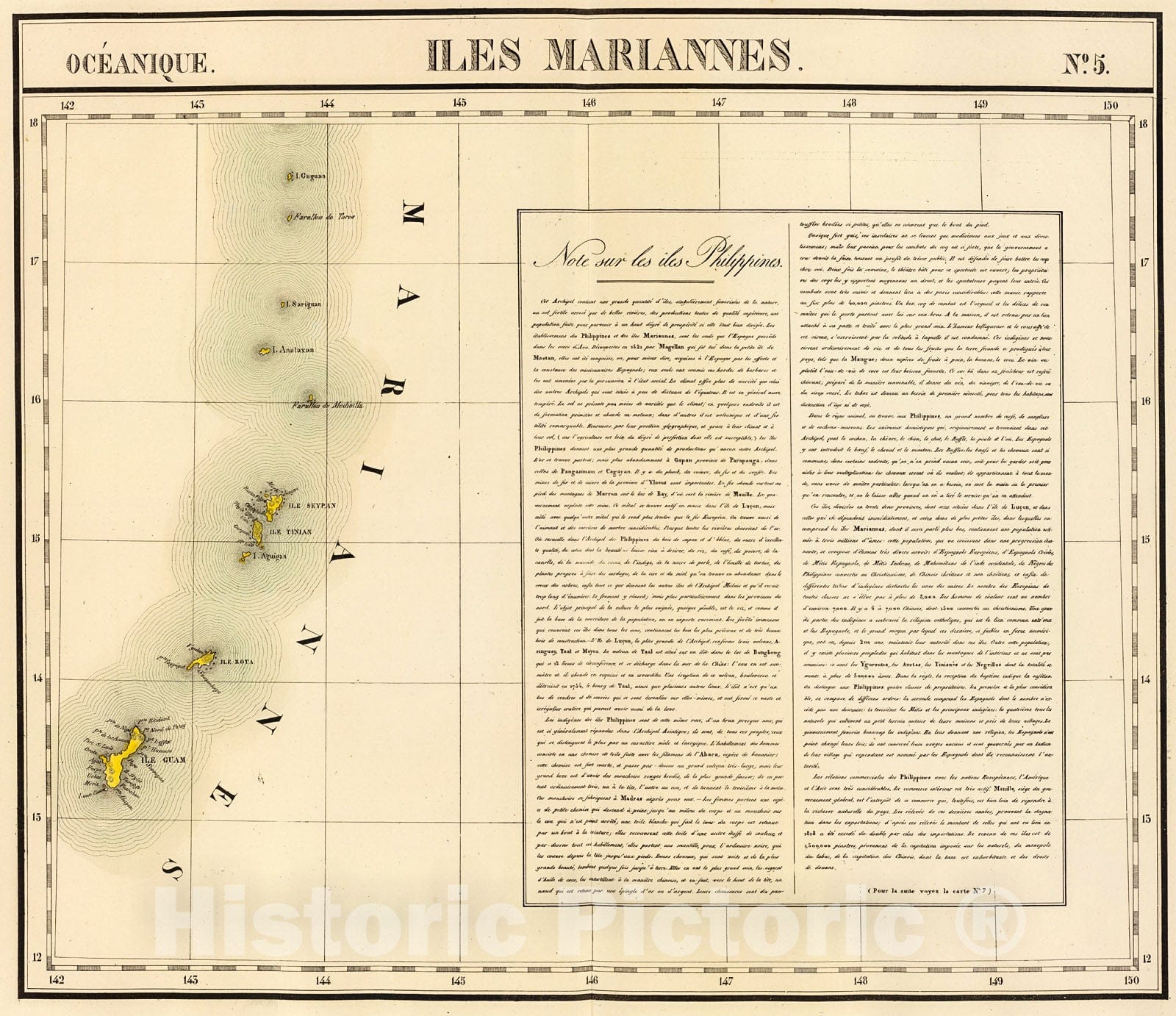 Historic Map : Iles Mariannes. Oceanique no. 5., 1827, Vintage Wall De ...