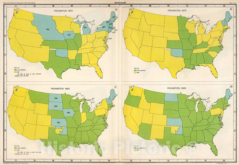 Historic Map : Plate 129. Reforms. Prohibition, 1855 - 1905., 1932, Vintage Wall Decor
