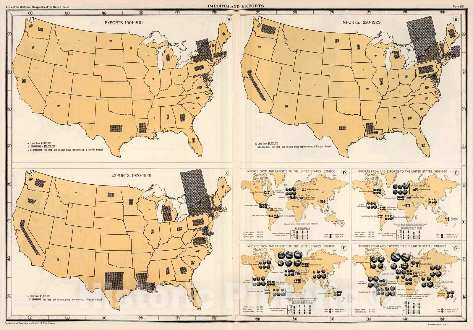 Historic Map : Plate 151. Imports and Exports, 1851 - 1929., 1932, Vin ...