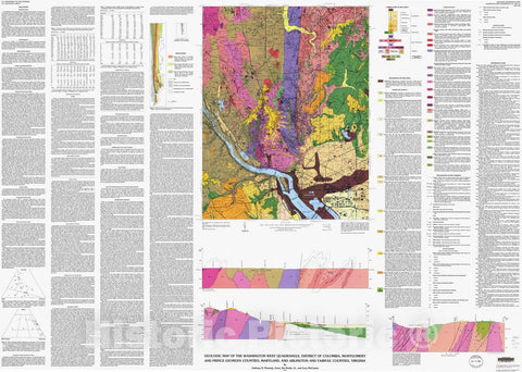 Map : Geologic map of the Washington West quadrangle, District of Columbia, Montgomery and Prince George's Counties, Maryland, and Arlin, 1994 Cartography Wall Art :