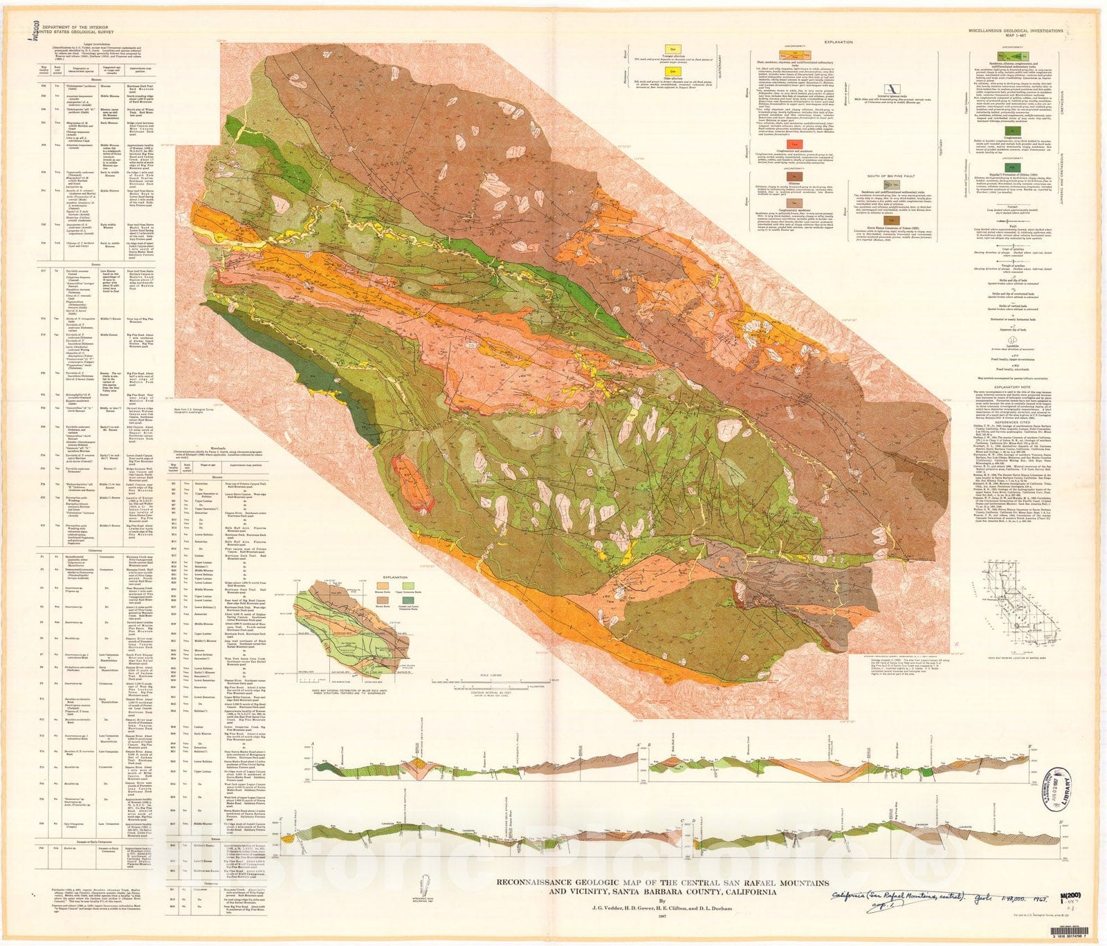 Map : Reconnaissance geologic map of the central San Rafael Mountains ...