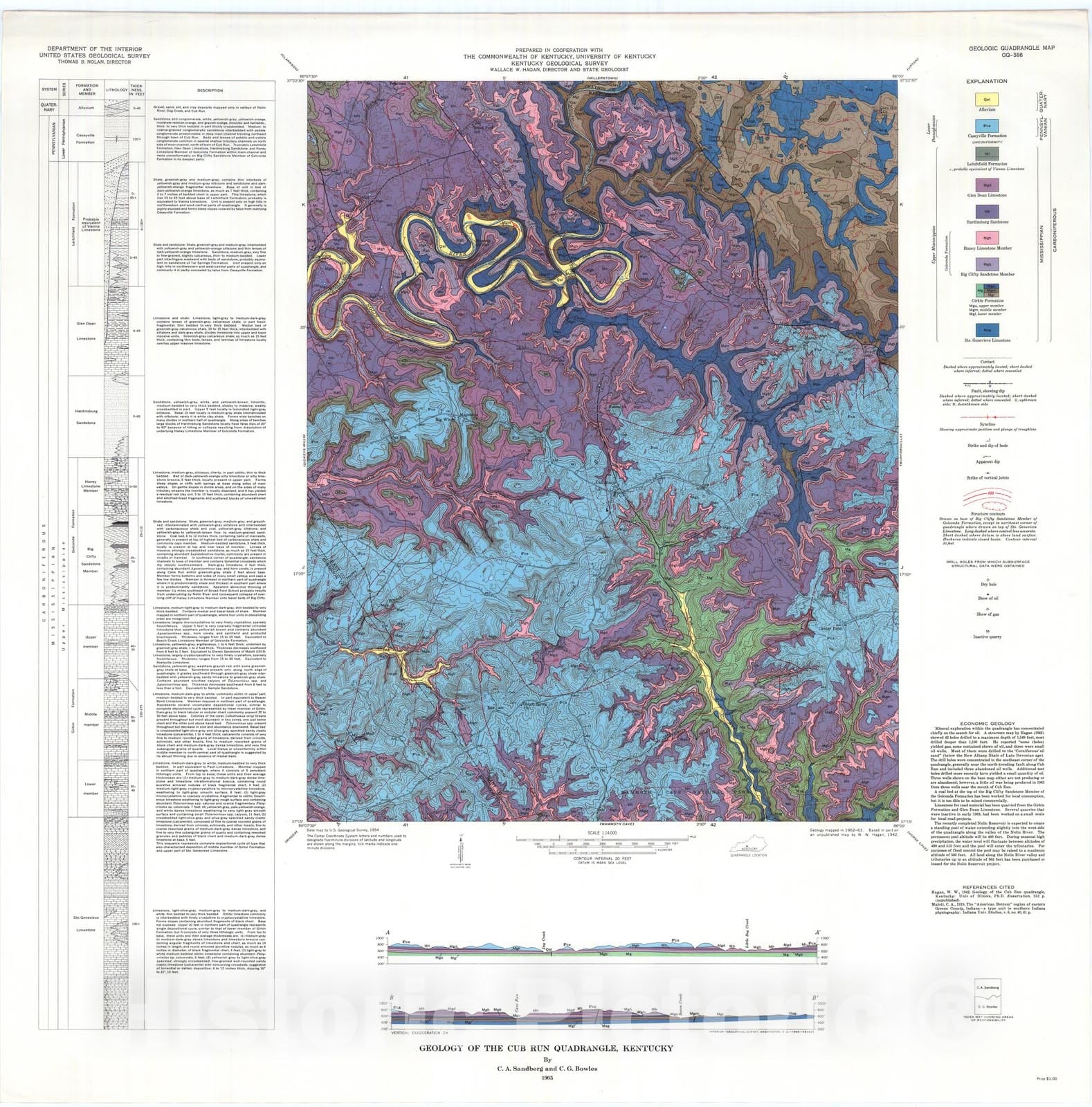 Map : Geology of the Cub Run quadrangle, Kentucky, 1965 Cartography Wa ...