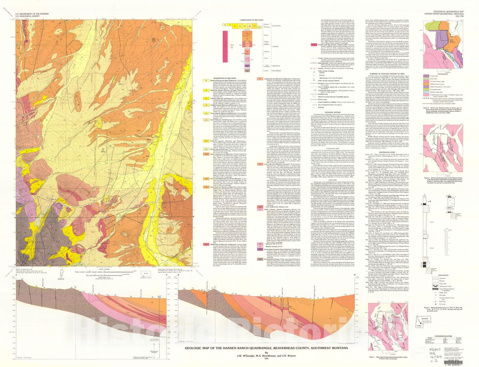 Map : Geologic map of the Hansen Ranch quadrangle, Beaverhead County ...