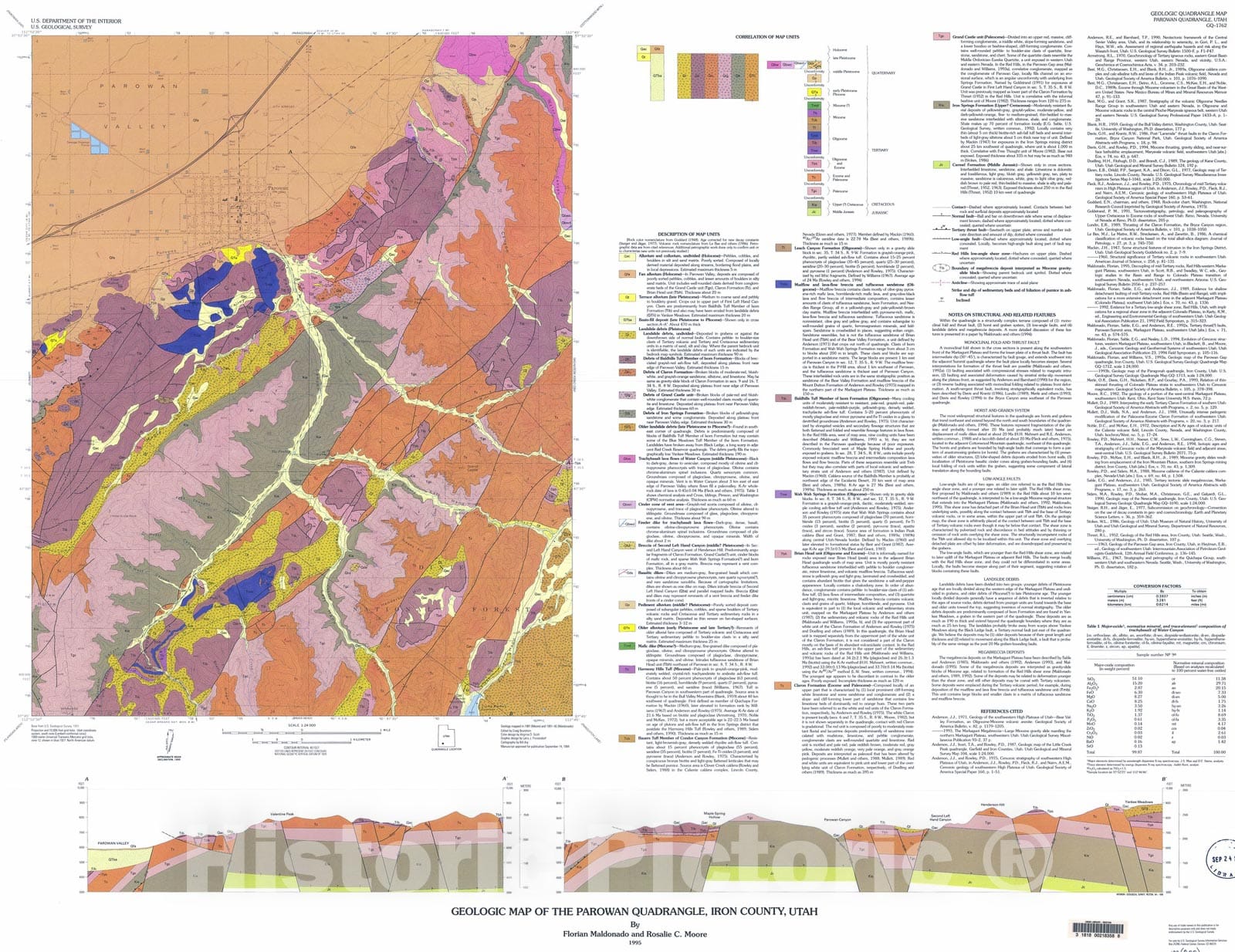 Map : Geologic map of the Parowan quadrangle, Iron County, Utah, 1995 ...