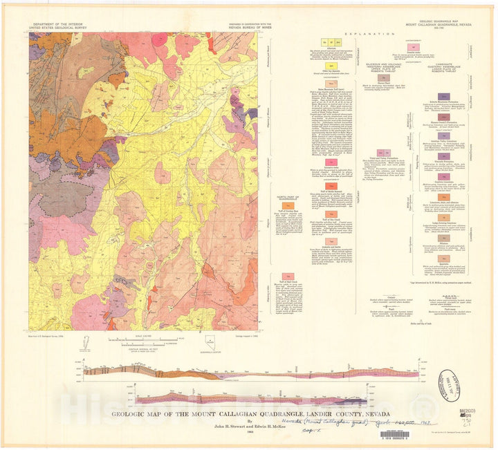 Map : Geologic map of the Mount Callaghan quadrangle, Lander County, N ...