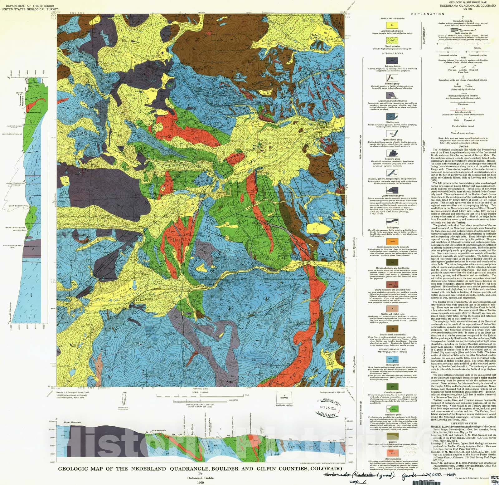Map : Geologic map of the Nederland quadrangle, Boulder and Gilpin Cou ...
