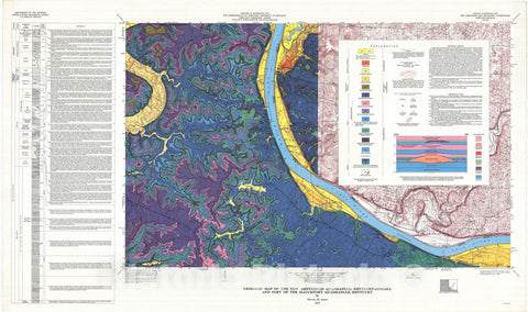 Map : Geologic map of the New Amsterdam quadrangle, Kentucky-Indiana and part of the Mauckport quadrangle, Kentucky, 1972 Cartography Wall Art :