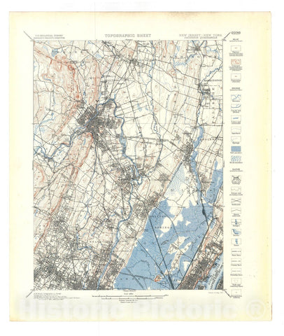 Map : New York City folio, Paterson, Harlem, Staten Island and Brooklyn quadrangles, New York-New Jersey, 1902 Cartography Wall Art :