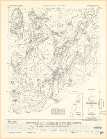 Map : Aeromagnetic map of Berlin and vicinity, New Hampshire, 1957 Cartography Wall Art :