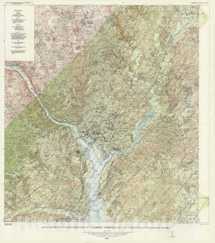 Map : Configuration of the bedrock surface of the District of Columbia and vicinity, 1950 Cartography Wall Art :