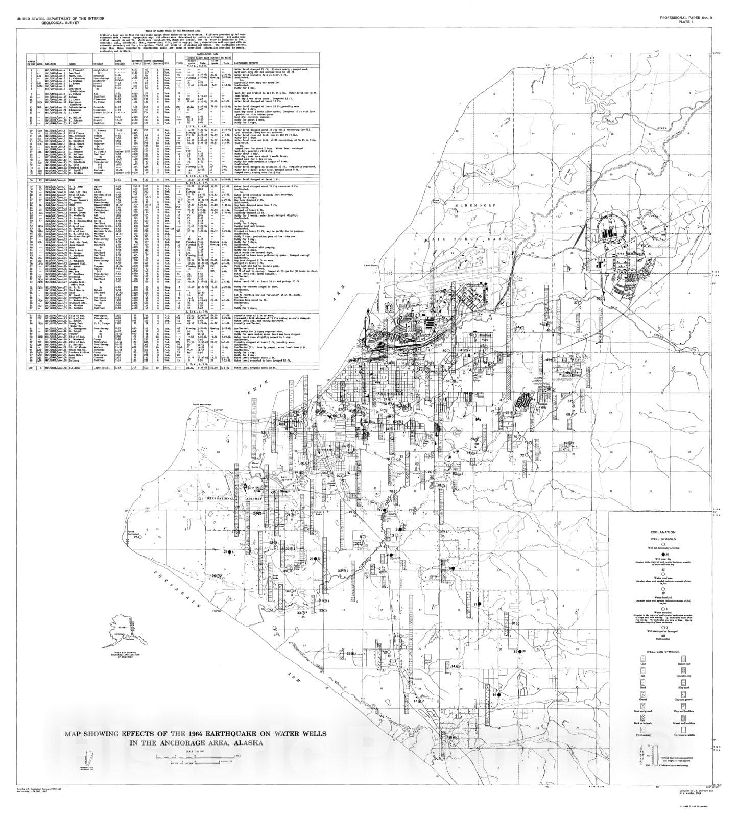 Map : Effects of the March, 1964 Alaska earthquake on the hydrology of the Anchorage area, 1966 Cartography Wall Art :