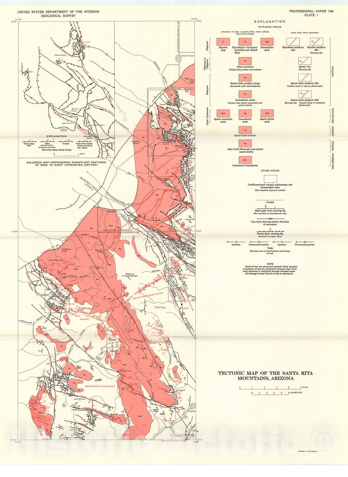 Map : Structural geology of the Santa Rita Mountains, southeast of Tuc ...