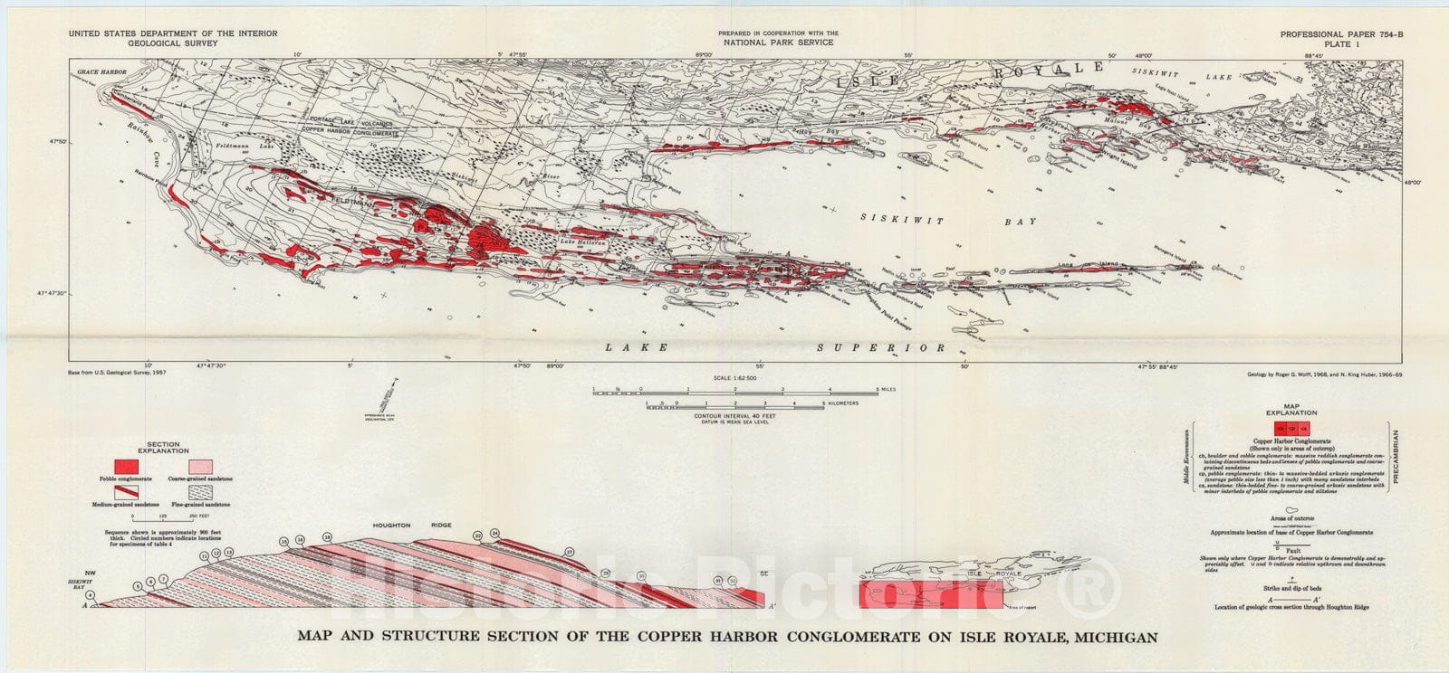 Map The Copper Harbor conglomerate (middle Keweenawan) on Isle Royal