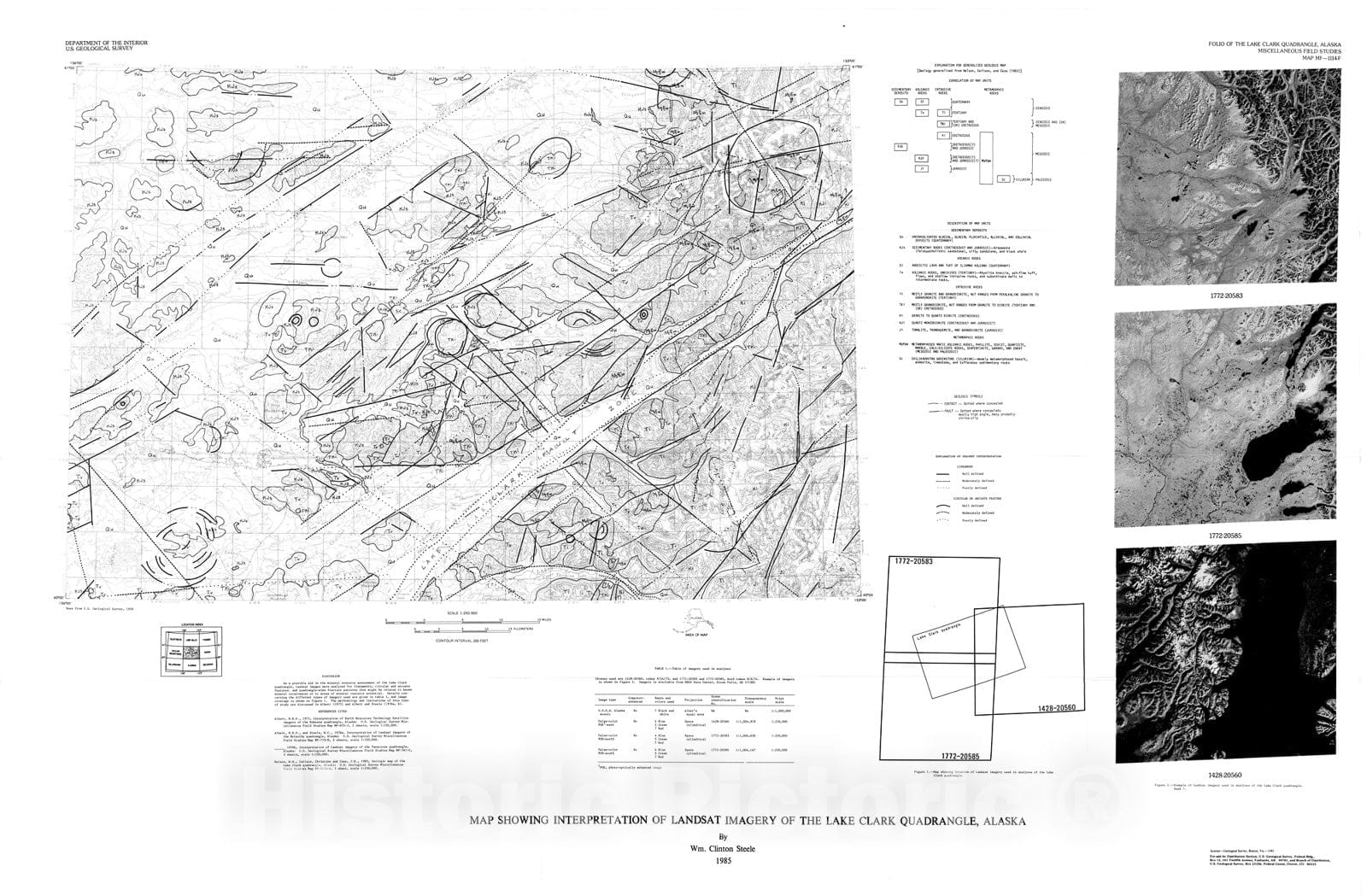 Map : Map showing interpretation of Landsat imagery of the Lake Clark ...