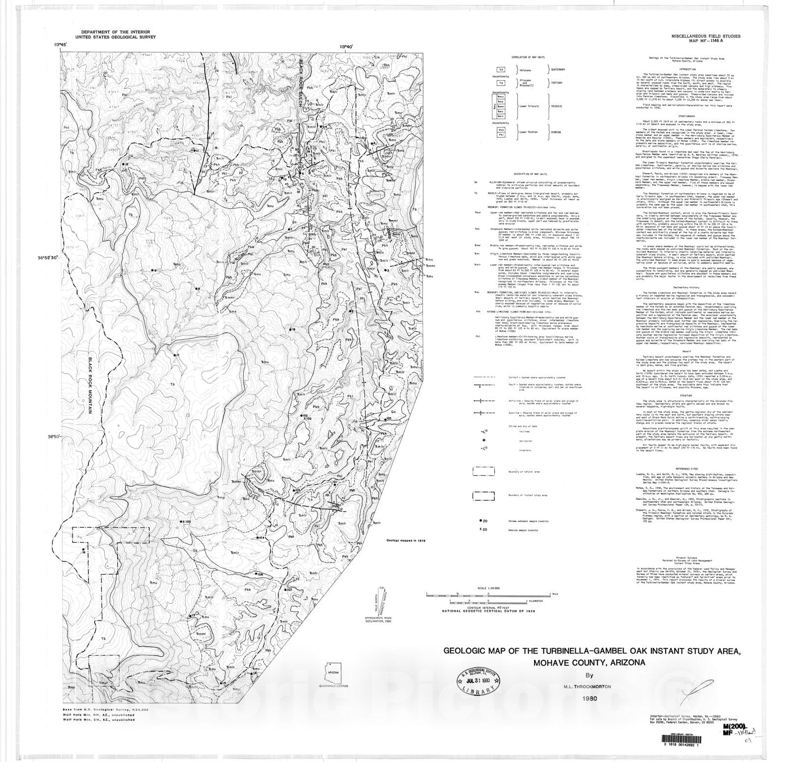 Map : Geologic map of the Turbinella-Gambel Oak Instant Study Area, Mo ...