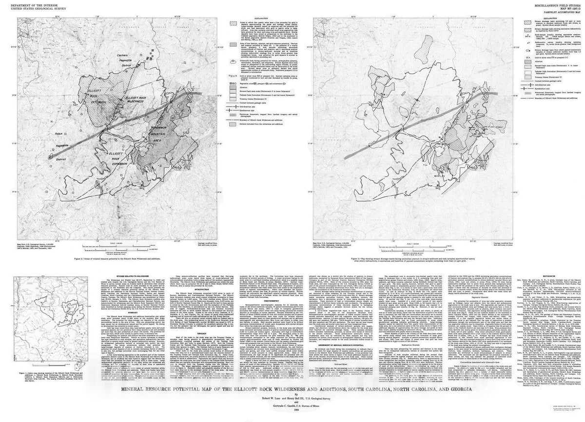 Map : Mineral resource potential map of the Ellicott Rock Wilderness a ...