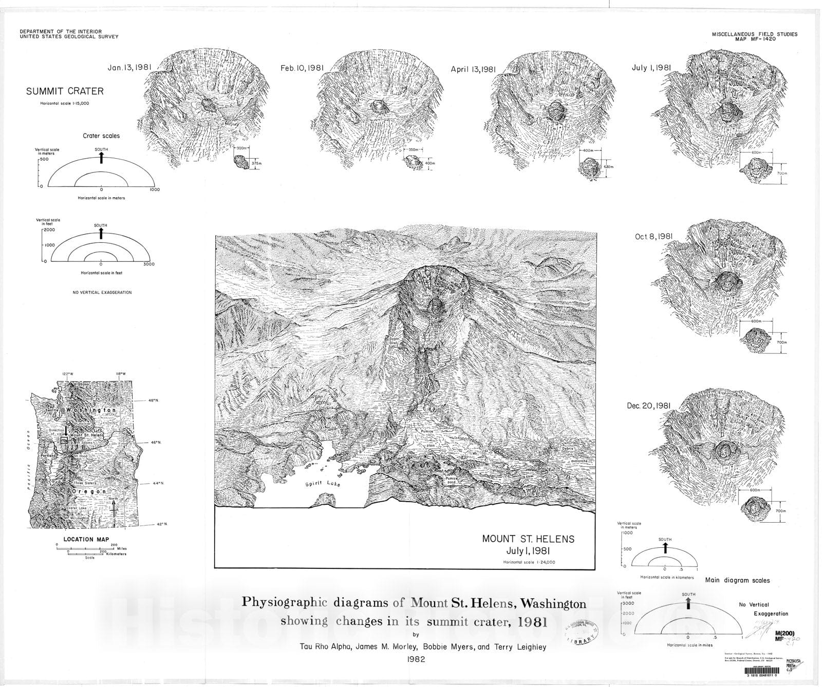 Map : Physiographic diagrams of Mount St. Helens, Washington showing c ...