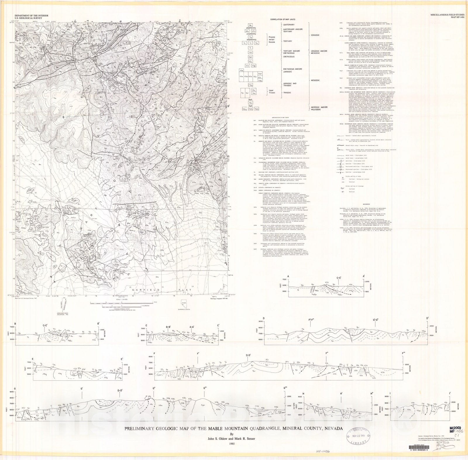 Map : Preliminary geologic map of the Mable Mountain quadrangle, Miner ...