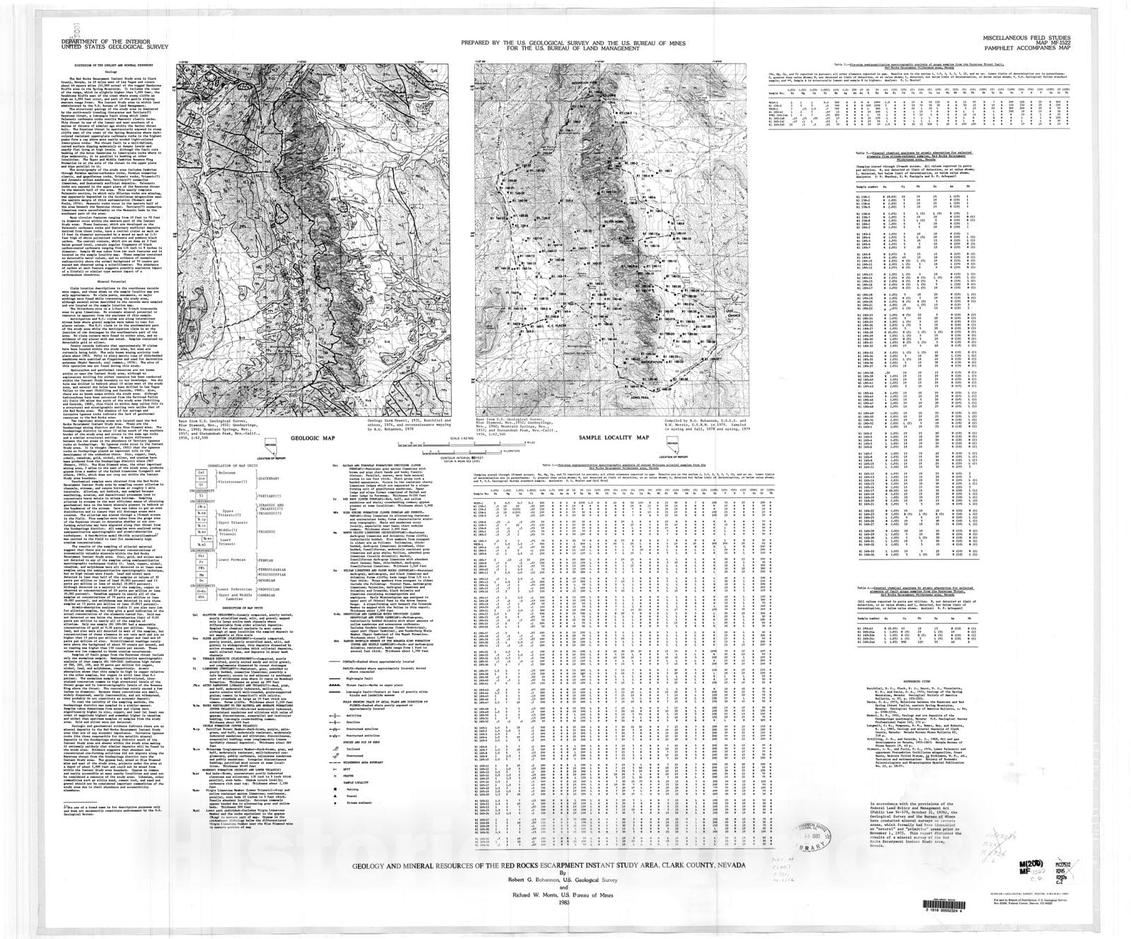 Map : Geologic and mineral resources map of the Red Rocks Escarpment I ...