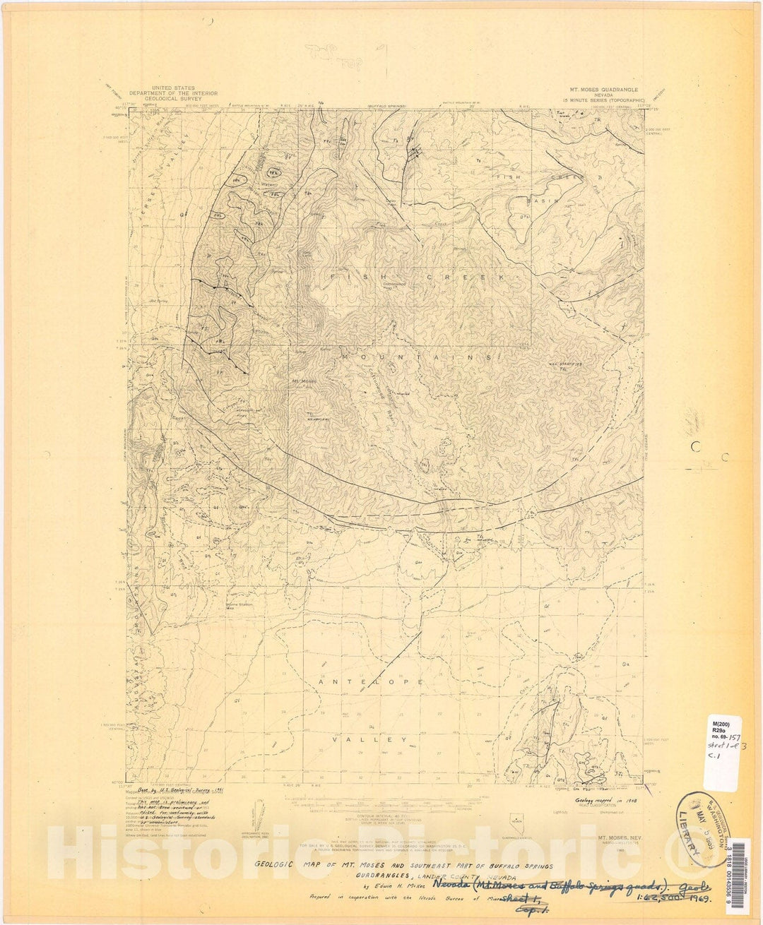 Map : Geologic map of the Mount Moses and southeast part of the Buffal ...