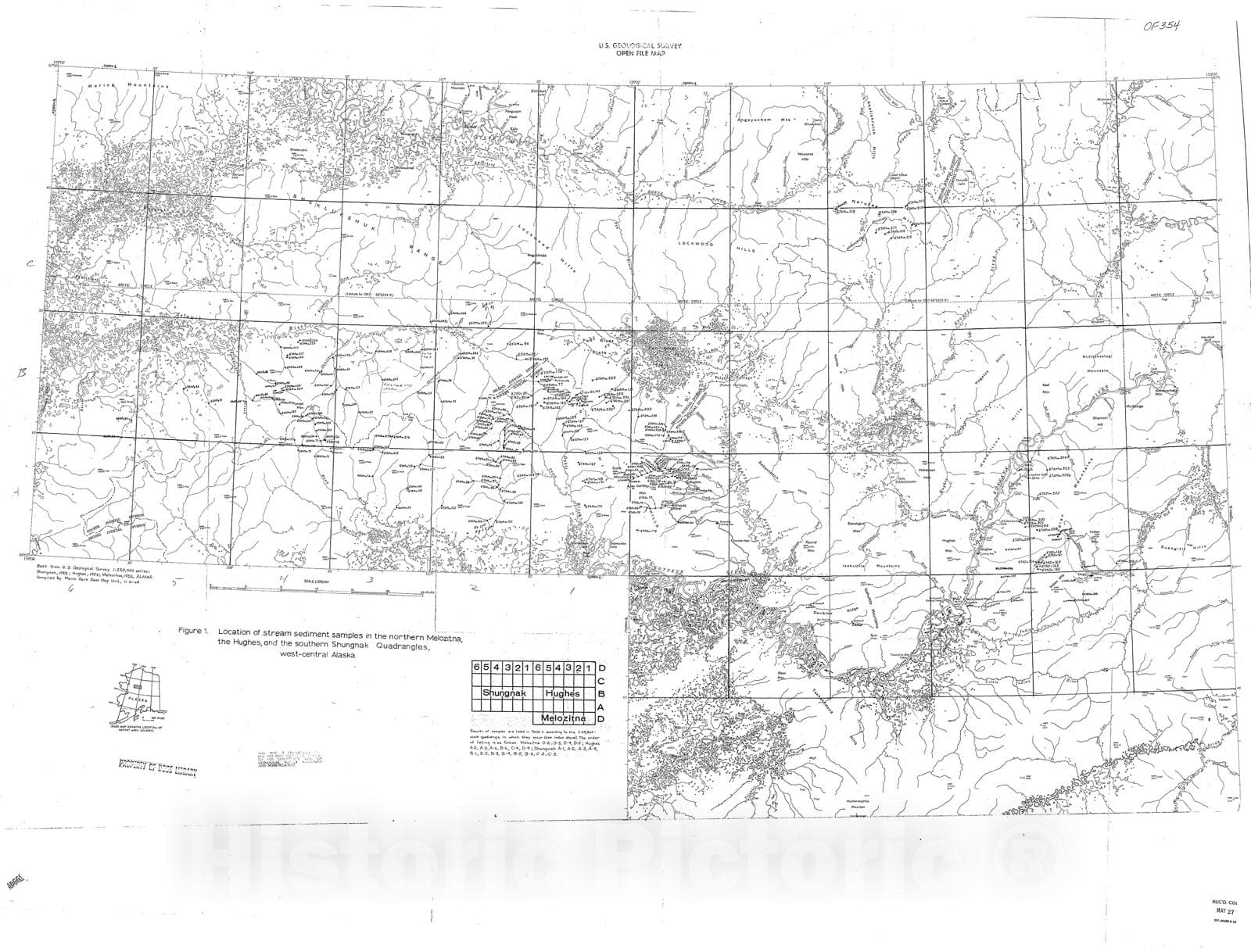 Map : Results of stream-sediment sampling in the northern Melozitna, the Huges, and the southern Shungnak quadrangles, west-central Alaska, 1969 Cartography Wall Art :