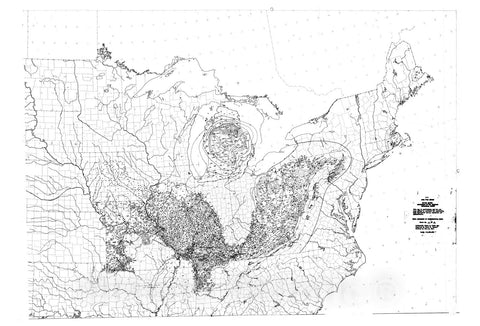 Map : Map showing total thickness of Mississippian rocks in the conterminous United States, 1972 Cartography Wall Art :