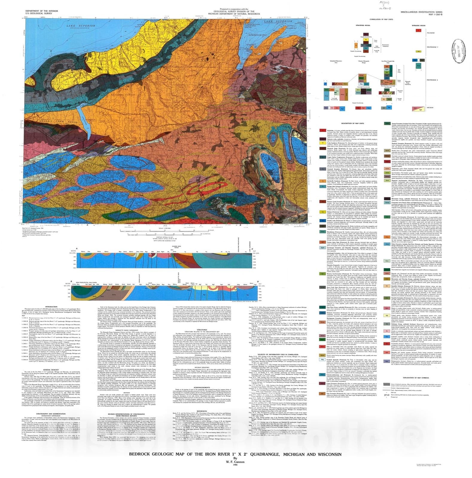 Map : Bedrock geologic map of the Iron River one degree x two degrees ...