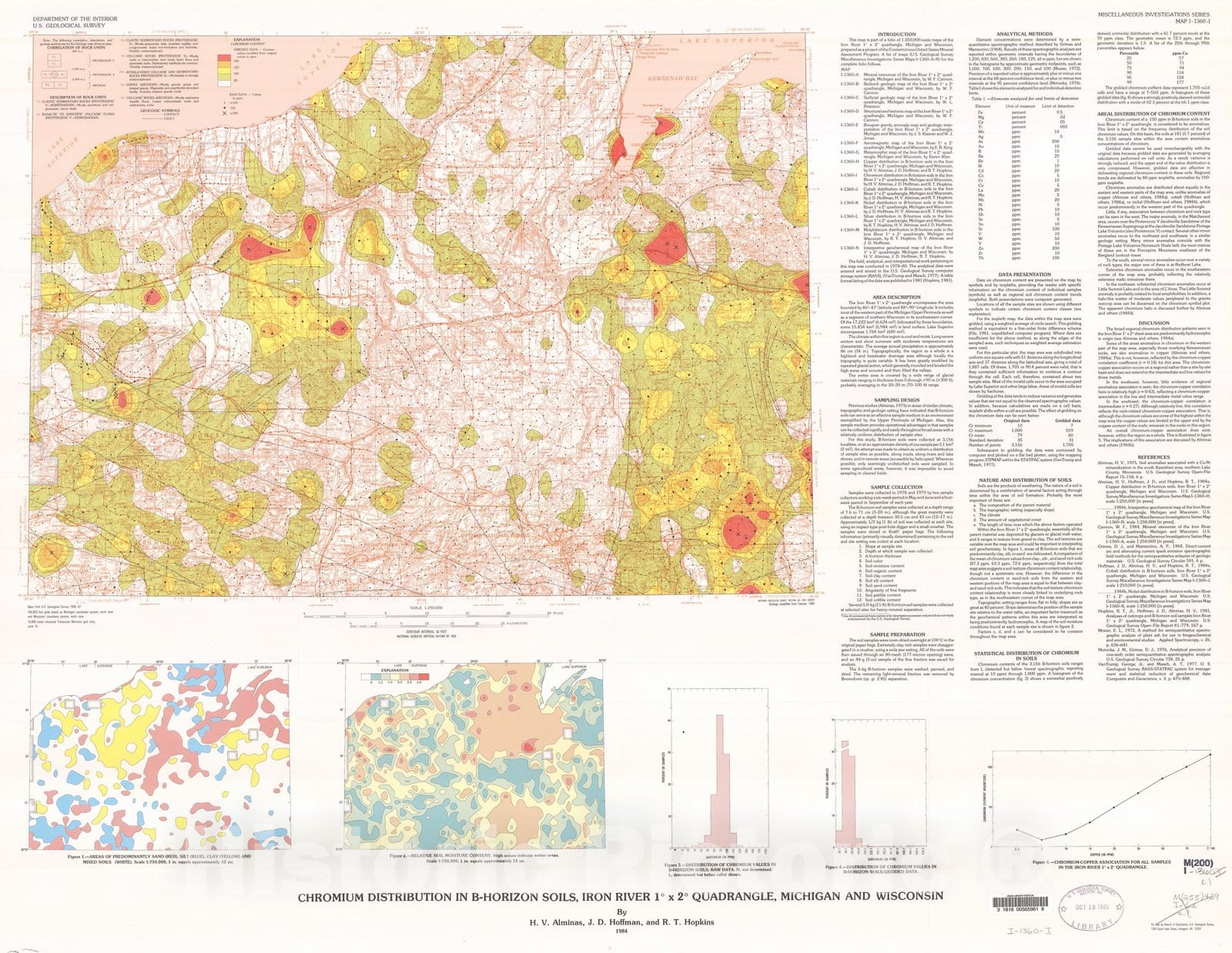 Map : Chromium distribution in B-horizon soils, Iron River one degree ...
