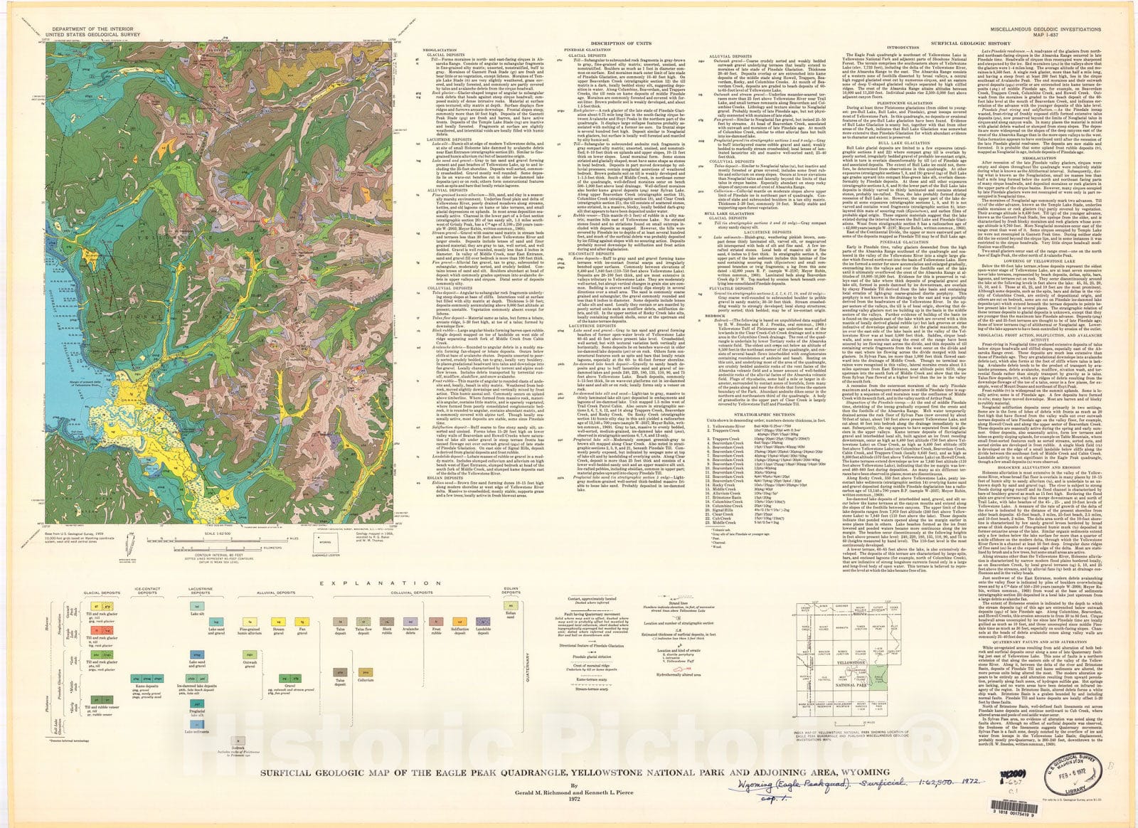 Map : Surficial geologic map of the Eagle Peak quadrangle, Yellowstone ...