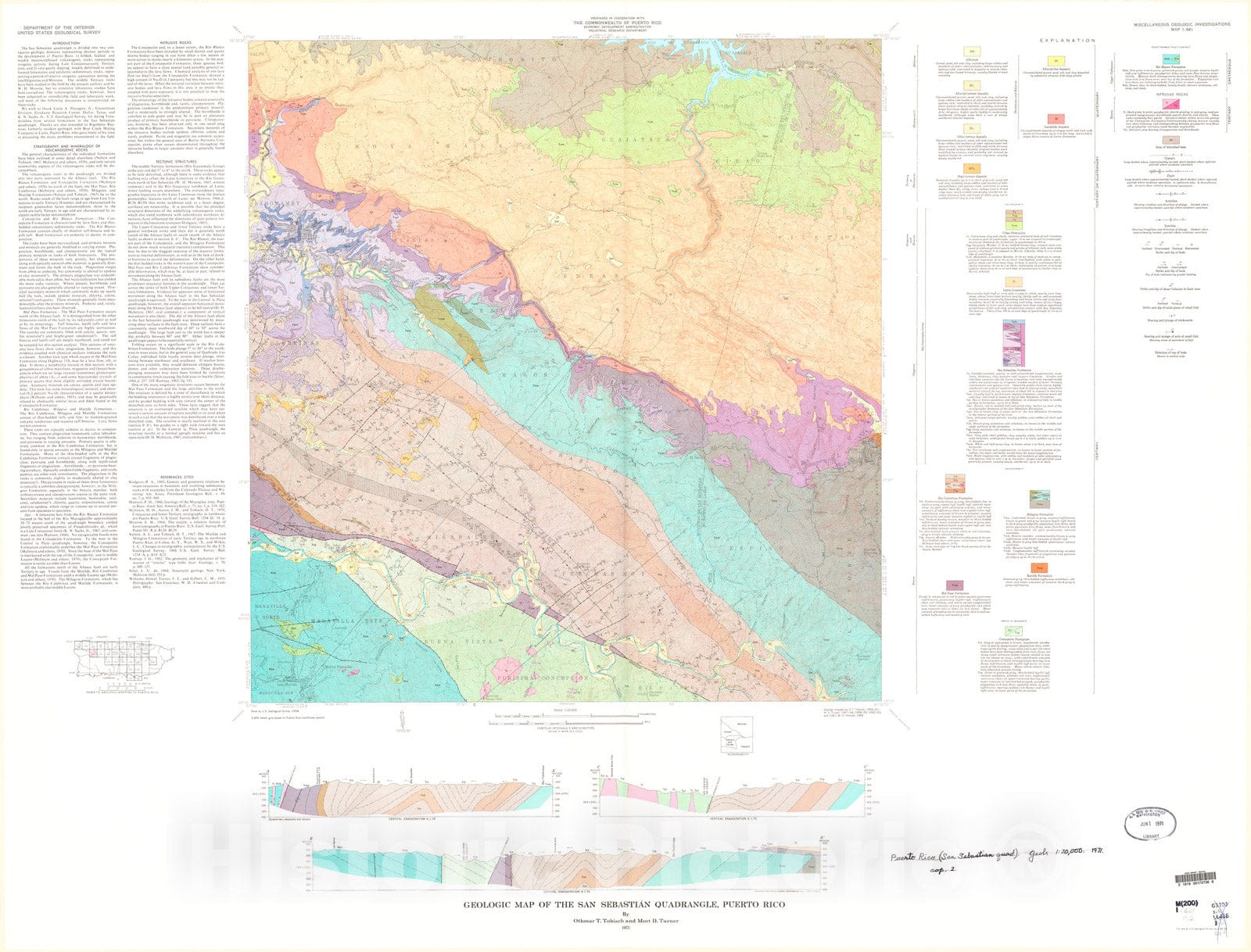 Map : Geologic map of the San Sebastian quadrangle, Puerto Rico, 1971 ...