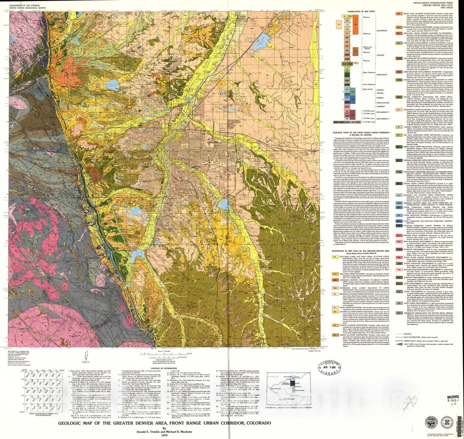 Map : Geologic map of the greater Denver area, Front Range Urban Corri ...