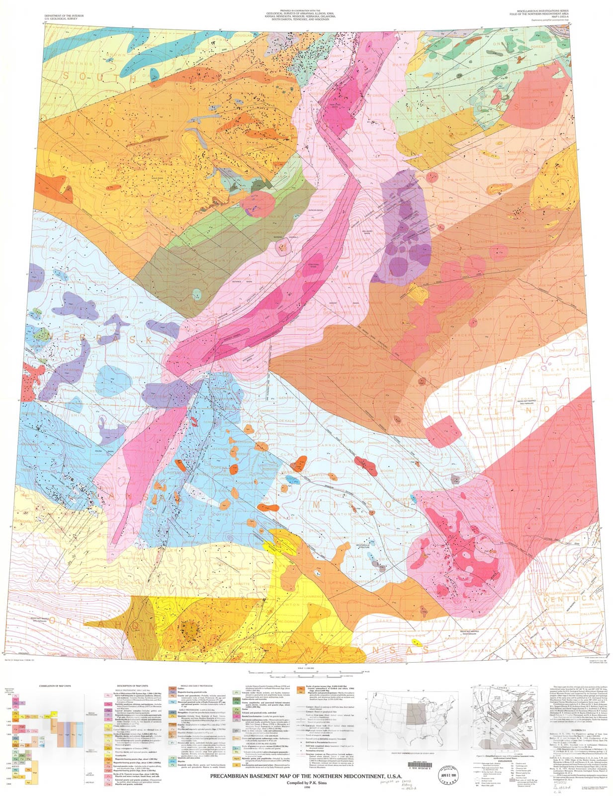 Map : Precambrian basement map of the northern midcontinent, U.S.A., 1 ...