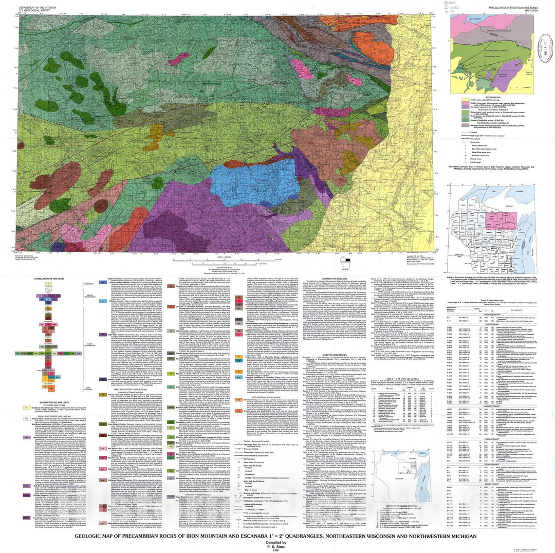 Map : Geologic map of Precambrian rocks of Iron Mountain and Escanaba ...