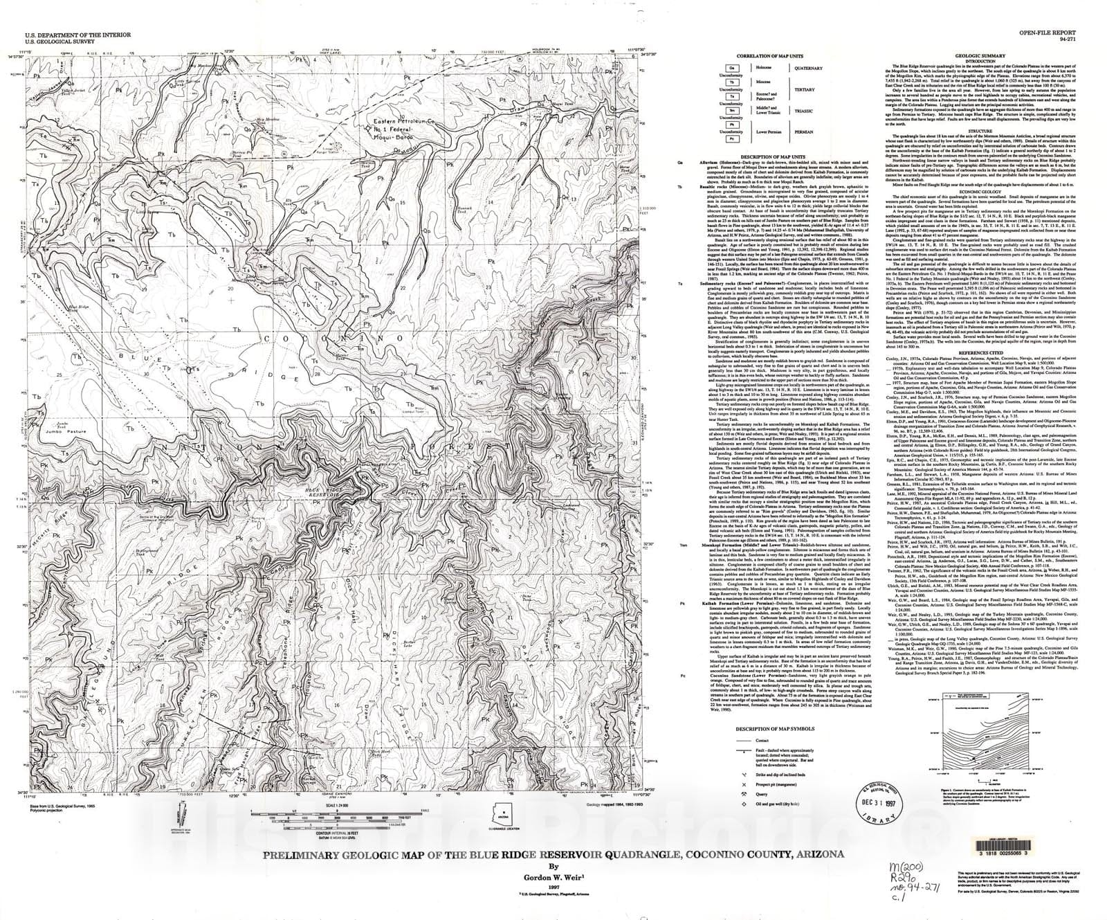 Geologic Map Blue Ridge Map : Preliminary geologic map of the Blue Ridge Reservoir quadrangle ...
