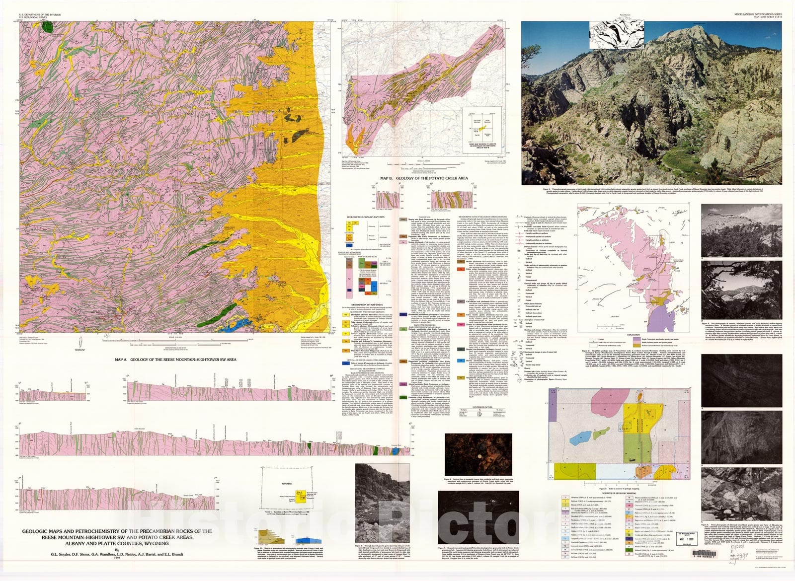 Geologic Map Precambrian Rocks Reese Mountain Wyoming – Historic Pictoric