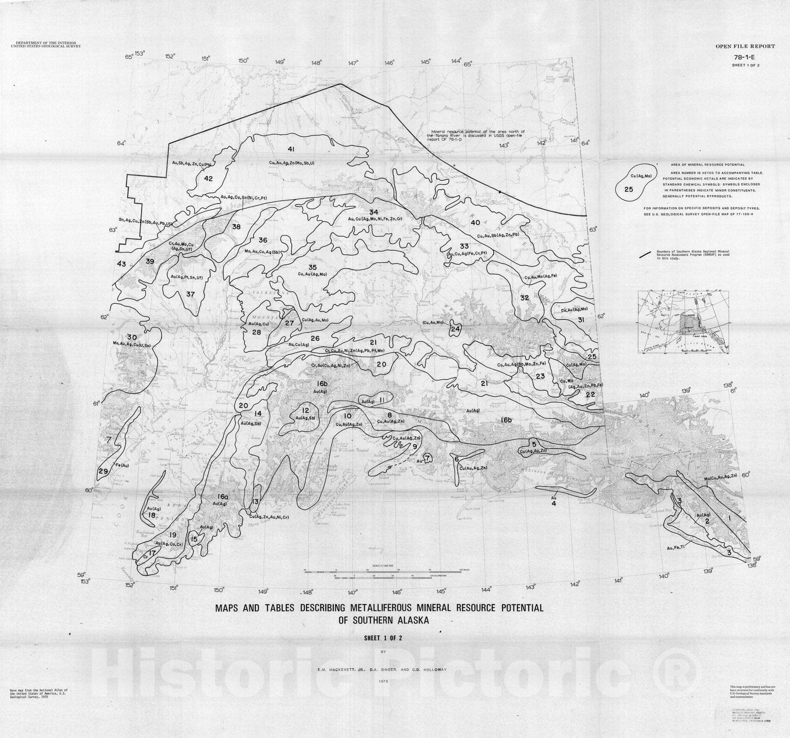 Map : Maps and tables describing metalliferous mineral resource potent ...