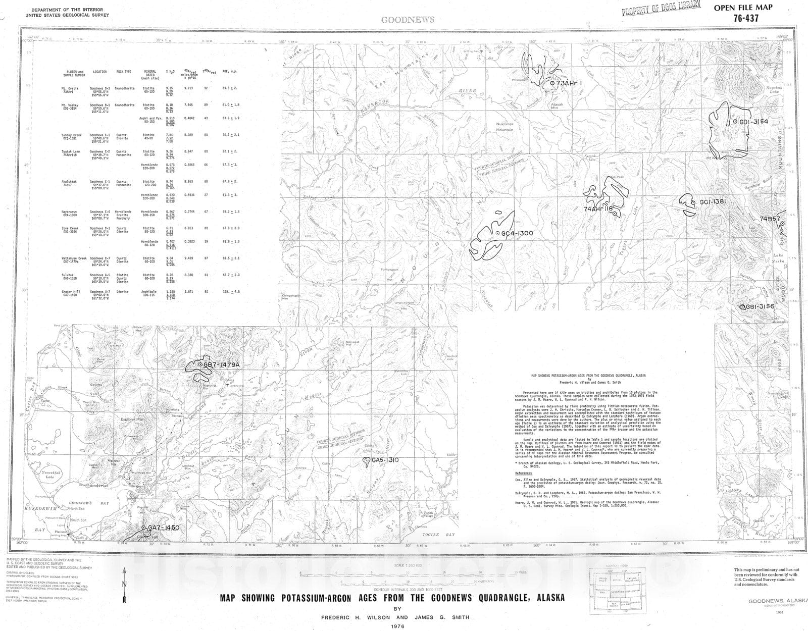 Map : Map showing potassium-argon ages from the Goodnews quadrangle, A ...