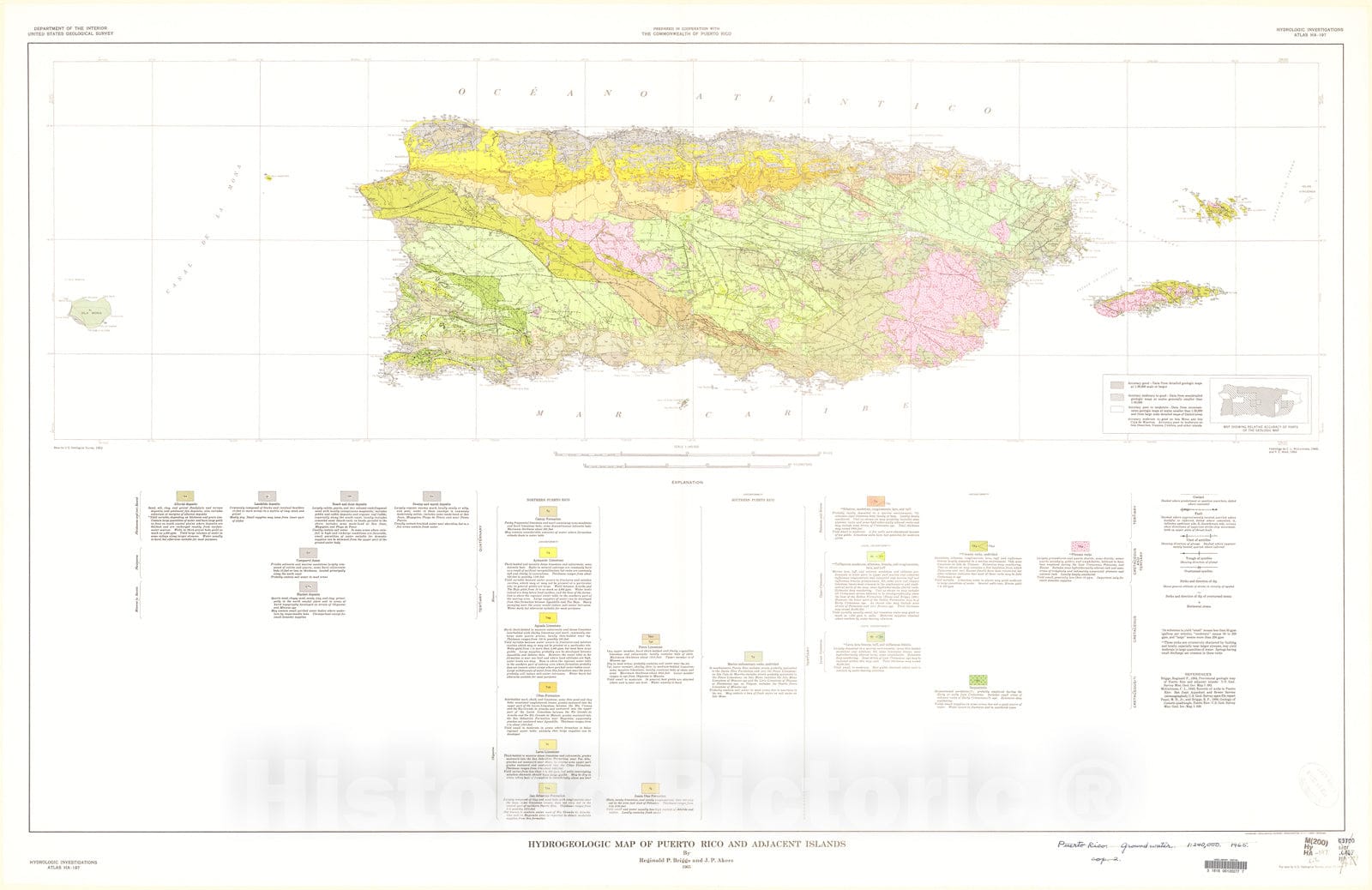 Map : Hydrogeologic map of Puerto Rico and adjacent Islands, 1965 Cart ...